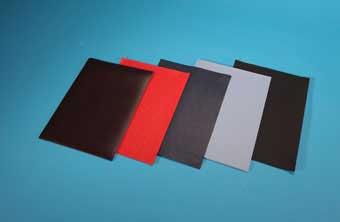Black, red, dark gray, light gray anti static material color samples